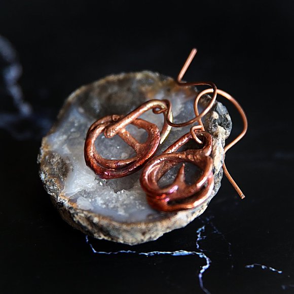 Ember Copper Hoop Earrings Handmade | Artisan Jewelry  Forged in Fire Copper Earrings